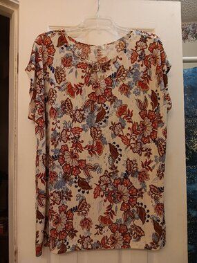 Cure. Cap Sleeve Pull Over Multicolored Blouse in Size 2X